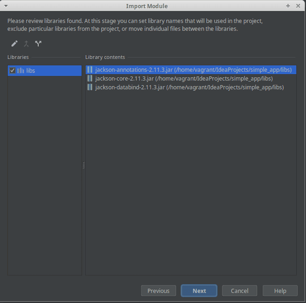 IDE detects our libraries and asks if they should be included in the module (yes)