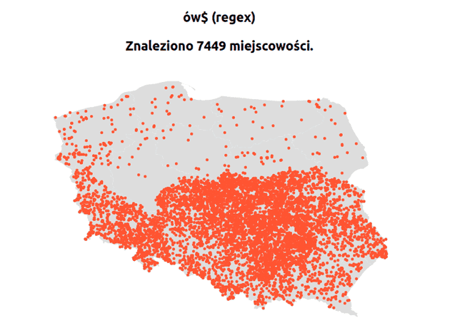 Localities ending with -ów